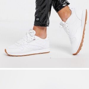 Reebok White and Brown Sneakers with Gum Sole